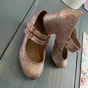 Girls Rose gold glitter heels